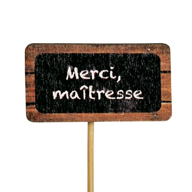 <h4>Pick merci maîtresse wood 5,5x3cm+8cm stick</h4>