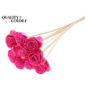 Shola Beauty Rose 6cm on stem Wax Cerise
