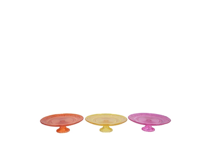 <h4>Dayah Orange Mix Glass Plate On Foot 15x8cm Ass P/1</h4>