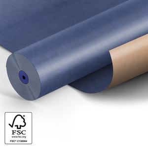 Papier: 50cm br. kraft 50gr Fond blauw 400m.