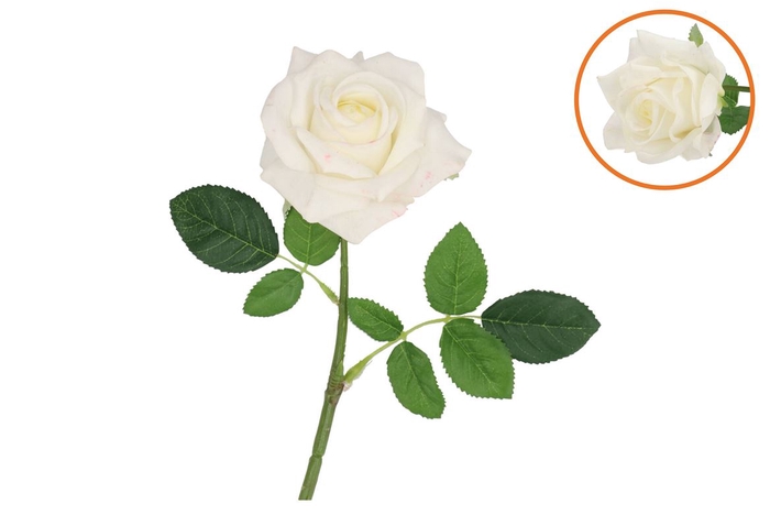 <h4>Silk Open Rose White Real Touch 43cm</h4>