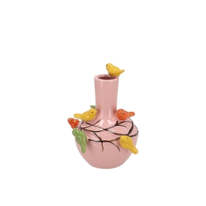 Bird Pink Light Vase Tube 16x17cm Nm