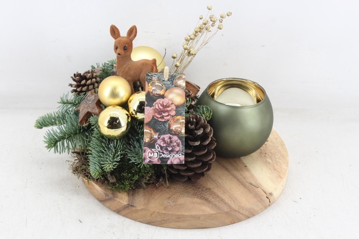 <h4>arr5 Kerst MB - Hout luxe schijf wax gold hert</h4>