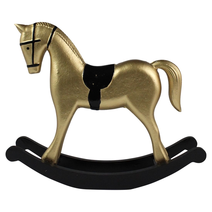 DF12-TR-79250 - Rocking horse 26,5x6,5x23cm gold/black