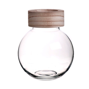 Bottle glass Socorro d9\\15xh18 cl.+wood