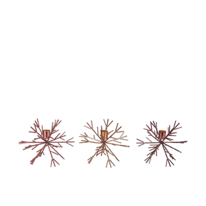 Cosmo Copper Mix Candle Holder Snowflake Ass 17x17x15cm