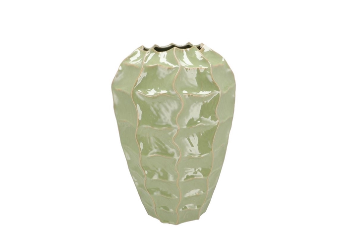 <h4>Lima Pistache Vase Long Carve 22x22x29cm</h4>