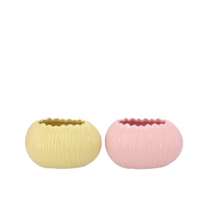 Ella Pink Yellow Pot Oval Ass 19x14x11cm