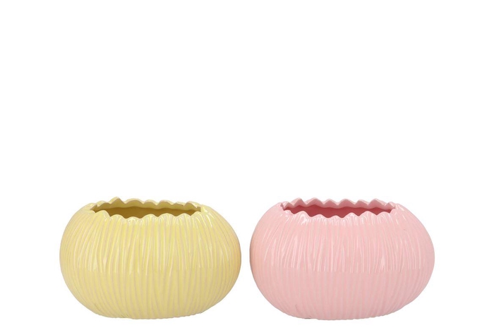 <h4>Ella Pink Yellow Pot Oval Ass 19x14x11cm</h4>