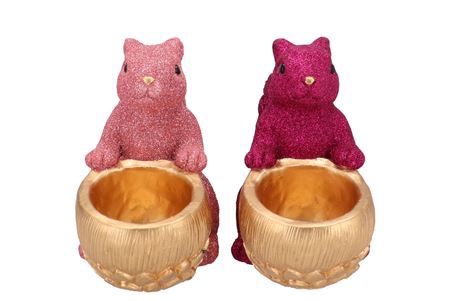 <h4>Jingle Pink/fuchsia Squirrel Sitting Ass 22x12x18c</h4>