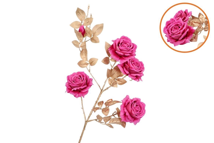 <h4>Silk Rose Goldie 5x Fuchsia 116cm Nm</h4>