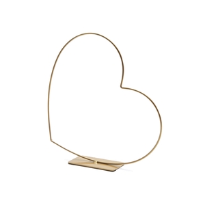 METAL HEART LYING ON BASE 39CM GOLD