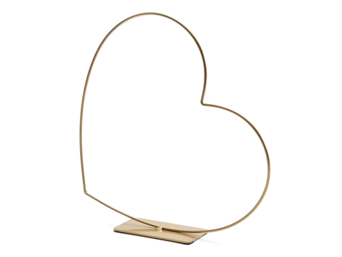 METAL HEART LYING ON BASE 39CM GOLD