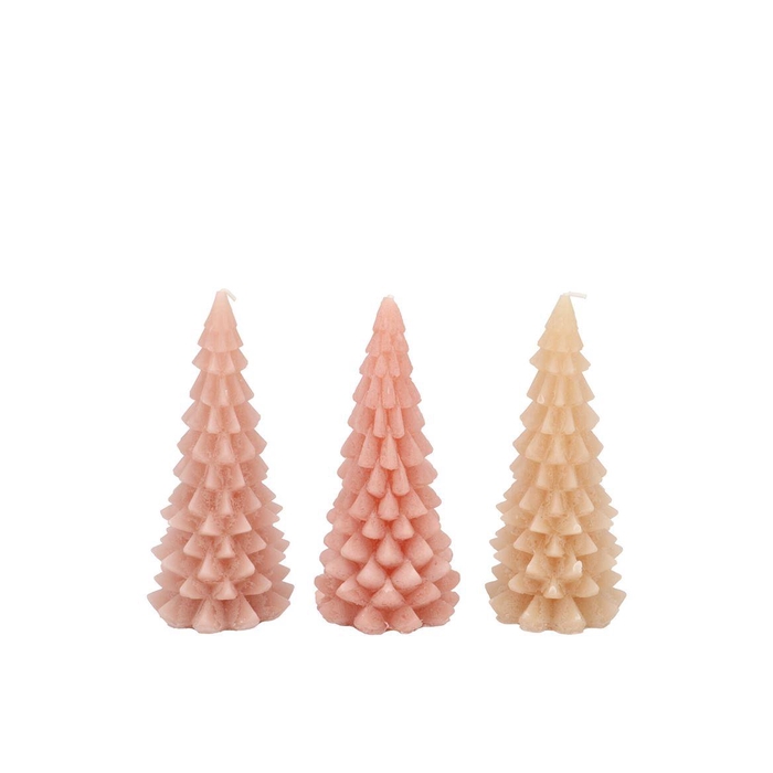<h4>Candle Frosty X-mas Tree Warm Sand Mix 6x12cm Ass</h4>
