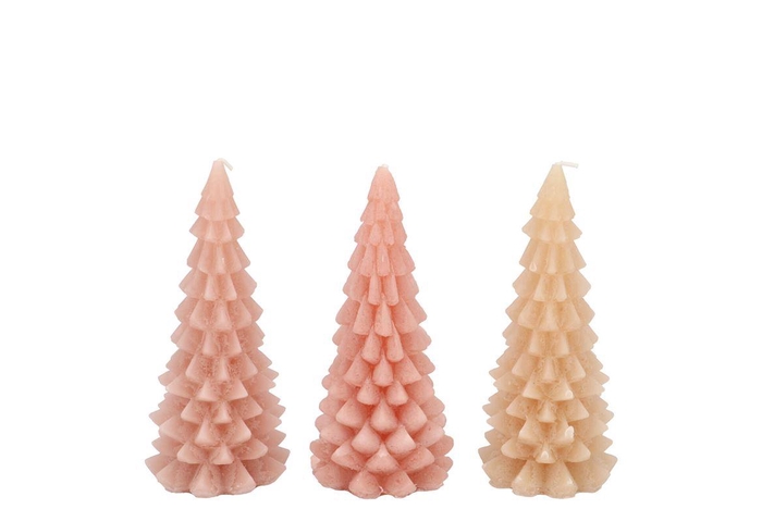 <h4>Candle Frosty X-mas Tree Warm Sand Mix 6x12cm Ass</h4>