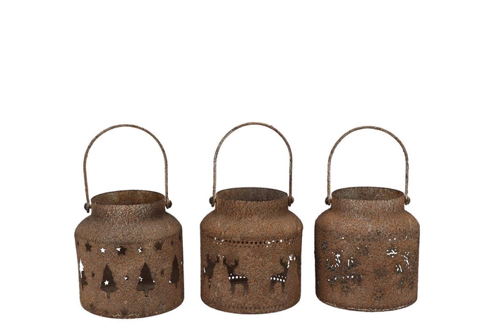 Kaya Bronze Lantern X-mas Metal Ass 12x13cm