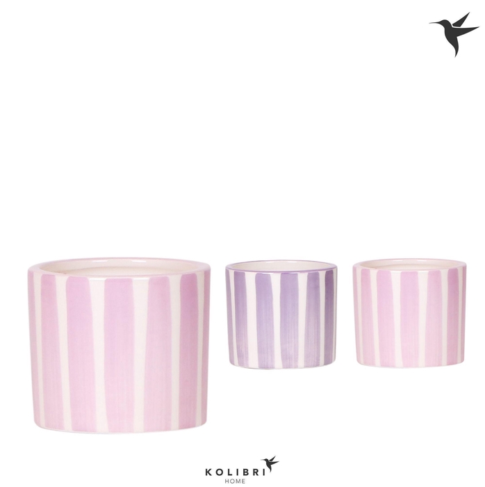<h4>Kolibri Home Painted Stripe pot pink mix</h4>