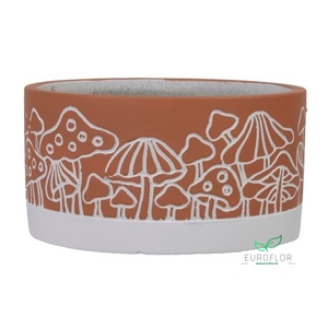 CEMENT FLOWERPOT MUSHROOM ORANGE D17 9CM