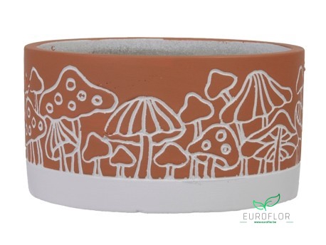 CEMENT FLOWERPOT MUSHROOM ORANGE D17 9CM
