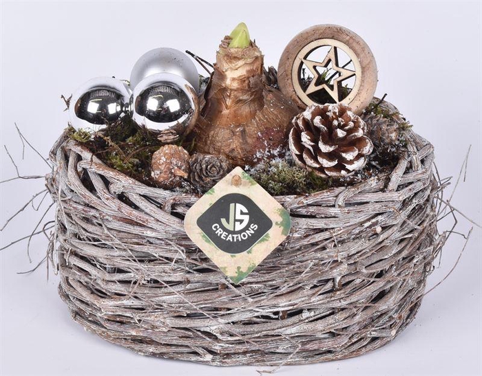 Willow mand white wash 24x16cm