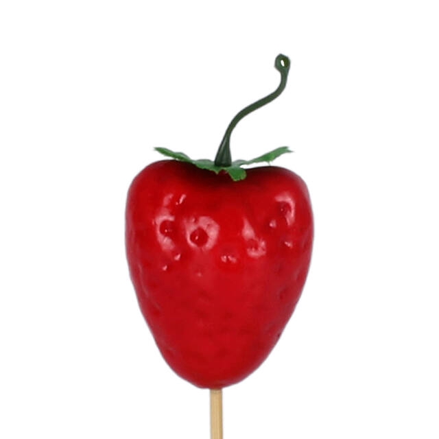 <h4>Bijsteker aardbei 8x4cm+50cm stok rood</h4>