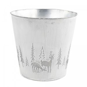 Kerst Zink X-mas pot d19.5*19cm