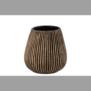 Stripes Black Gold Pot 12x13cm Nm