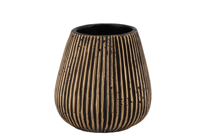 Stripes Black Gold Pot 12x13cm Nm