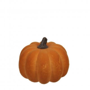 Herfst Deco pompoen flock d9*8cm