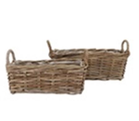 <h4>Rattan Ivy Basket Rectangle Ears S/2 L39/45 W16/20</h4>