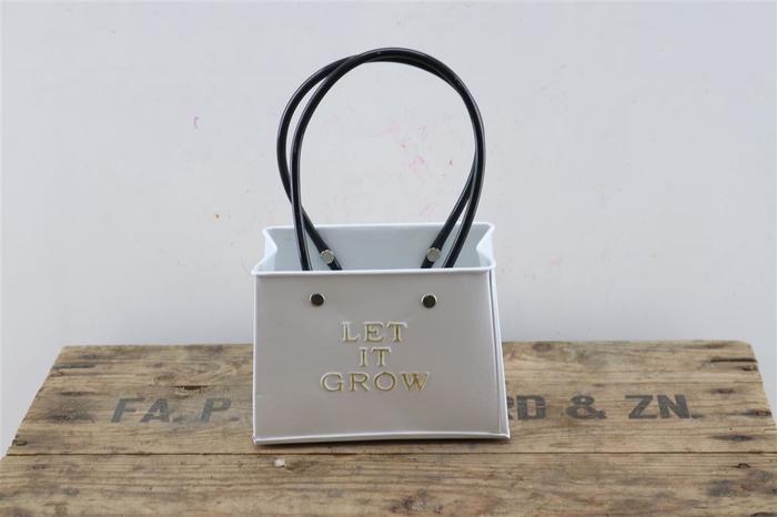 <h4>Deco Zinc Bag Let It Grow White L14w7.5h11.5</h4>