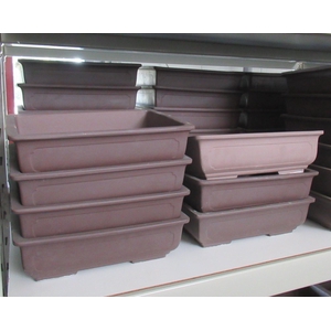 Bonsai pot rectangle, brown unglazed (28x21,5x8)