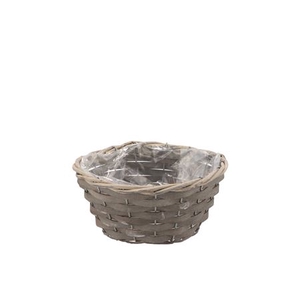 Wicker Bowl Basket Round Grey 19x9cm