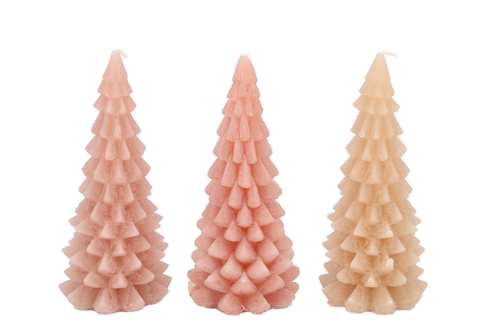 Candle Frosty X-mas Tree Warm Sand Mix 8x16cm Ass Nm