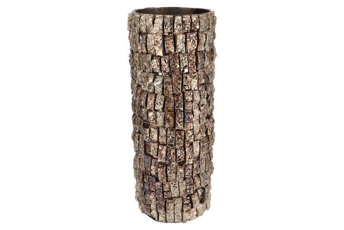 Nepal Iron Pot Birch Mosaic 18x18x45cm Nm