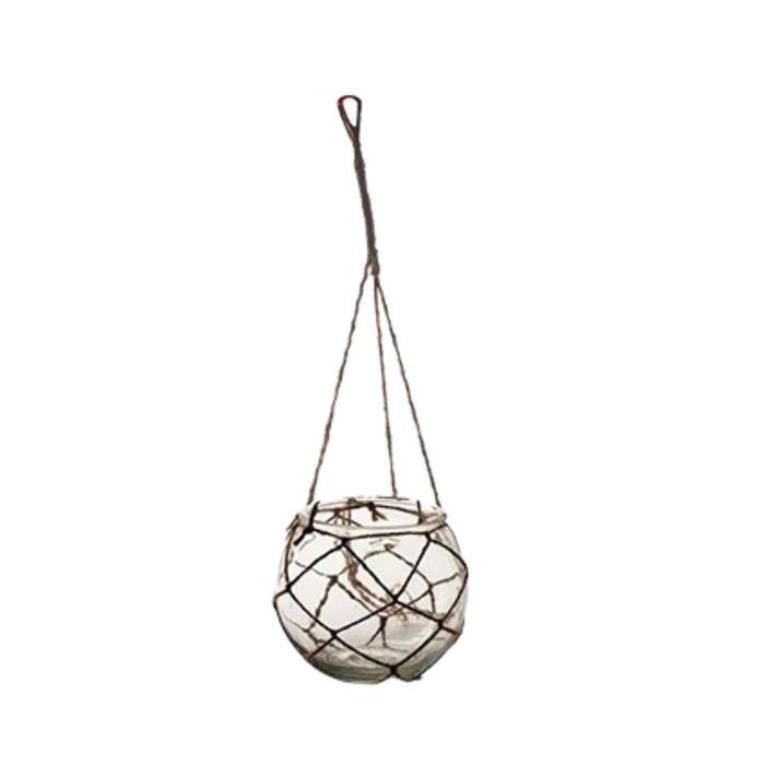 <h4>Glass Ball vase+rope d11.5*10cm</h4>