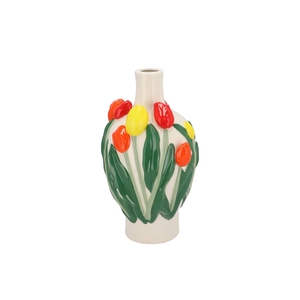 Isa Dutch Orange/yellow/red Mix Vase Neck Tulip 16x16x26cm