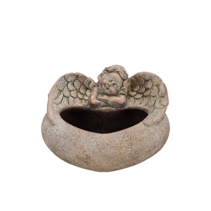 Concrete Golden Pot Heart 21x18x13cm