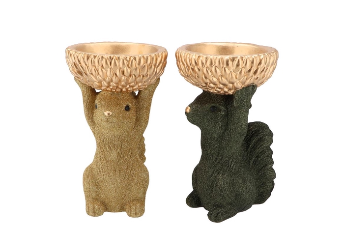 <h4>Jingle Oliive Green/gold Squirrel Ass 12x10x17cm Nm</h4>