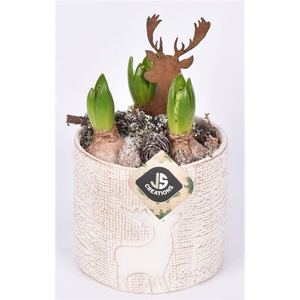 Keramiek hert decor pot 14cm