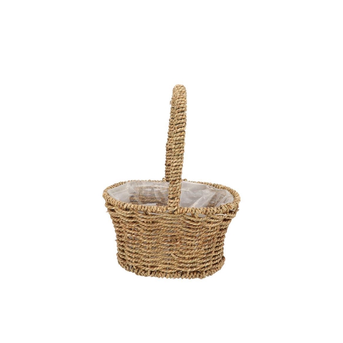 <h4>Seagrass Flower Basket W Handle 24x16x31cm</h4>