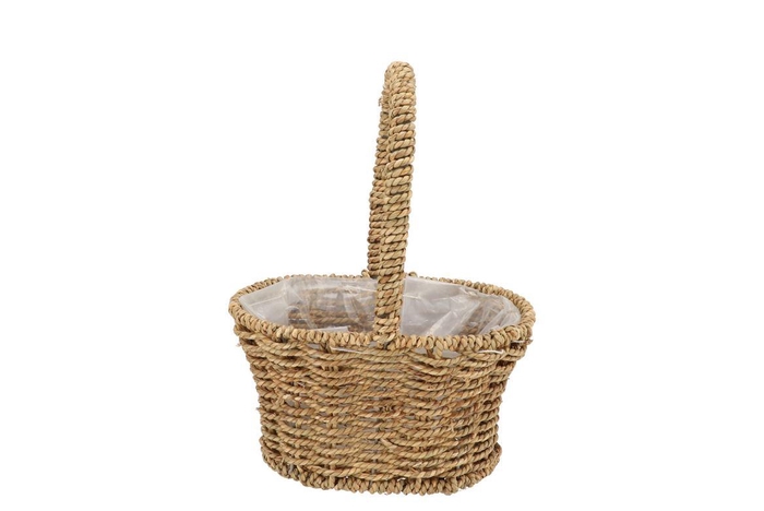 <h4>Seagrass Flower Basket W Handle 24x16x31cm</h4>