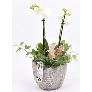 Cement pot kerstboom decor 15cm