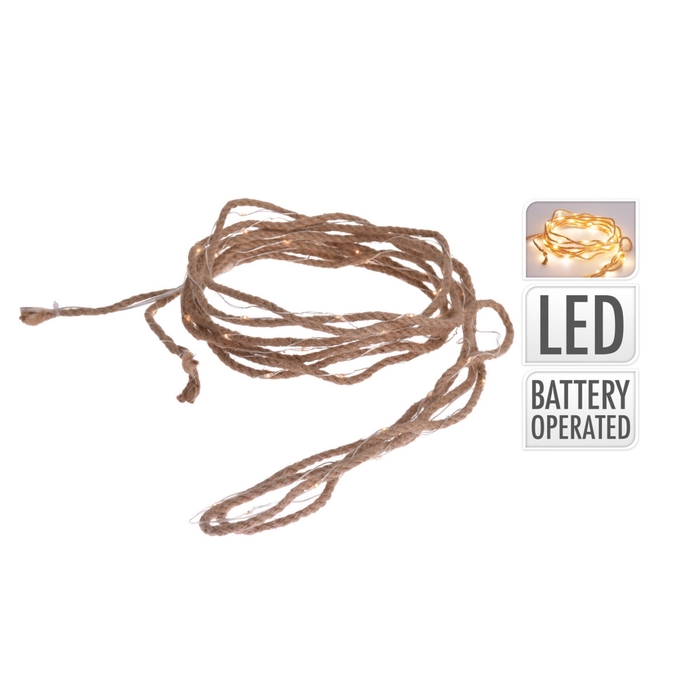 <h4>Decoratie LED jute touw 5m 50L</h4>