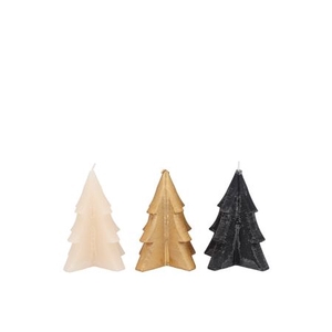 Frosty Black Mix Pine Tree Candle 6x8cm Ass