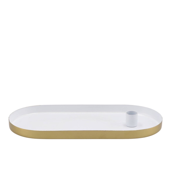 <h4>Marrakech White Candle Plate Oval 30x14x2,5cm</h4>