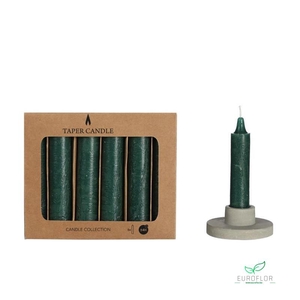 TAPER CANDLE H.11CM Ø2.15 CM MOSS GREEN SET 6