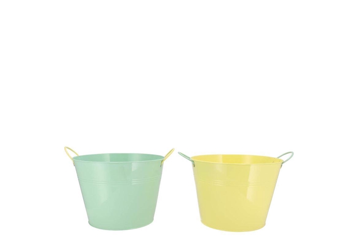 <h4>Zinc Basic Pastelgreen/yellow Ears Bucket 16x14cm Nm</h4>