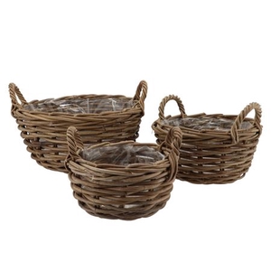 Rattan Bowl Basket High 3pcs 40x27cm Nm