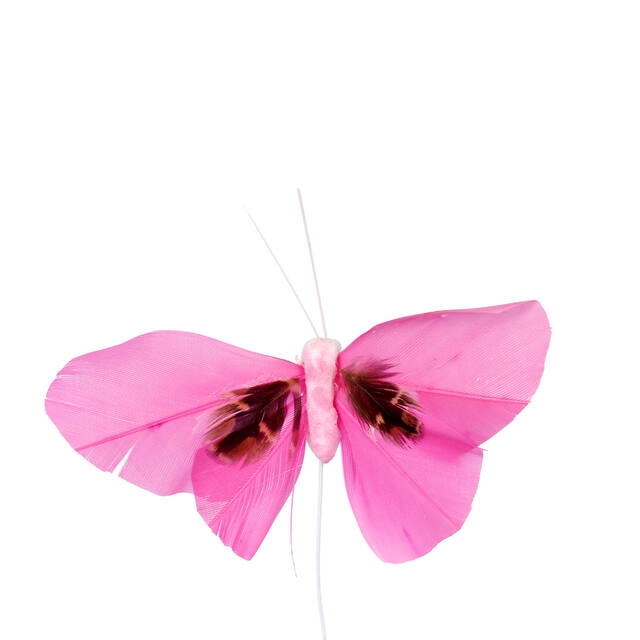 Pick Butterfly 6x10cm+12cm wire 48pcs pink